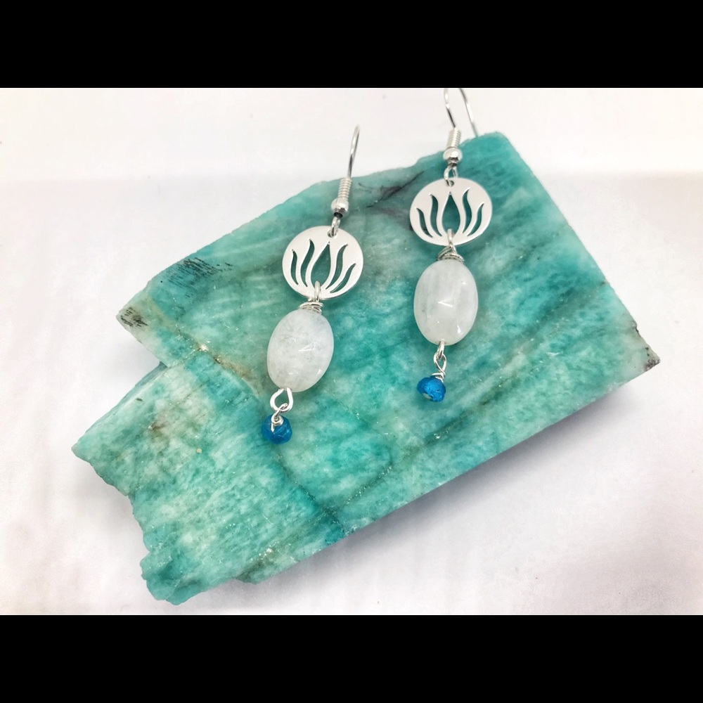 Unique, handmade earrings; silver & silver plated aspects & semi-precious stones